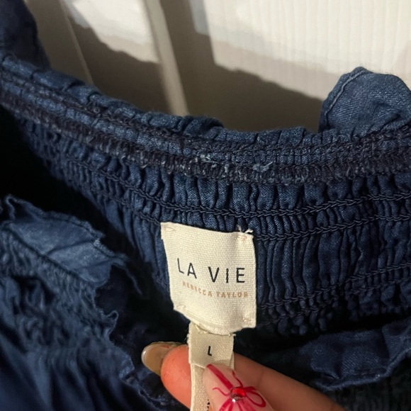 Rebecca Taylor | Tissue Denim Flowy Blouse Top - Picture 6 of 7